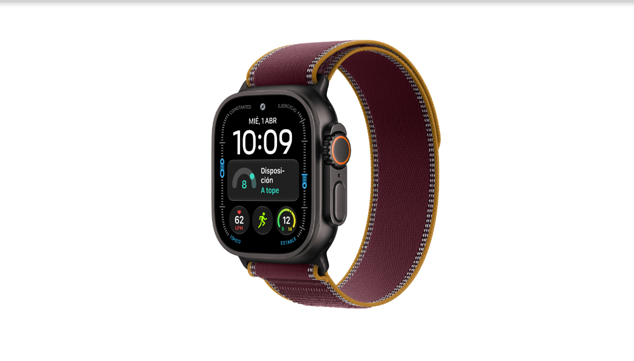 Apple Watch Ultra 4 Titanio Negro Trail Loop Burdeos